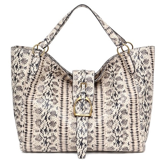 Margot Adele Oversized Python Embossed Leather Tote Bag - Picture 2 of 16